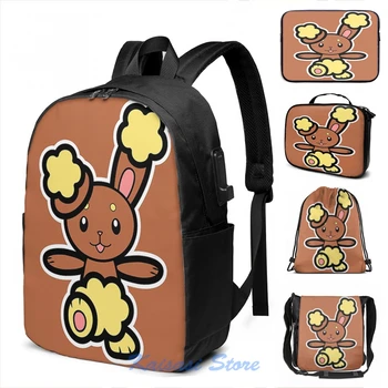 

Funny Graphic print Buneary USB Charge Backpack men School bags Women bag Travel laptop bag