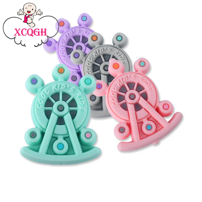 

XCQGH 3pcs 2019 New Cartoon Ferris Wheel Teething Beads Infant Silicone Teether Multi-color Silicone Molar Stick Baby Teether