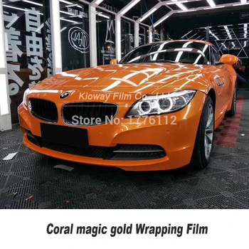 

high end Coral vinyl orange Car Wrap Magic Coral Film PVC Roll For Car wrapping film With Air bubble Free
