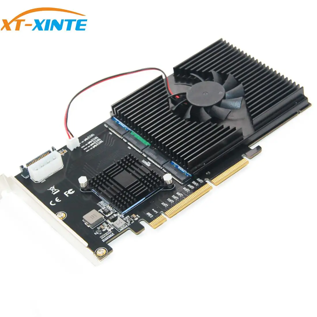 Карта адаптера XT-XINTE 215*125 мм PCI-E LM313 8X/16X до 4P M.2 (Протокол PCIe) Райзер-карта для NVME 2242