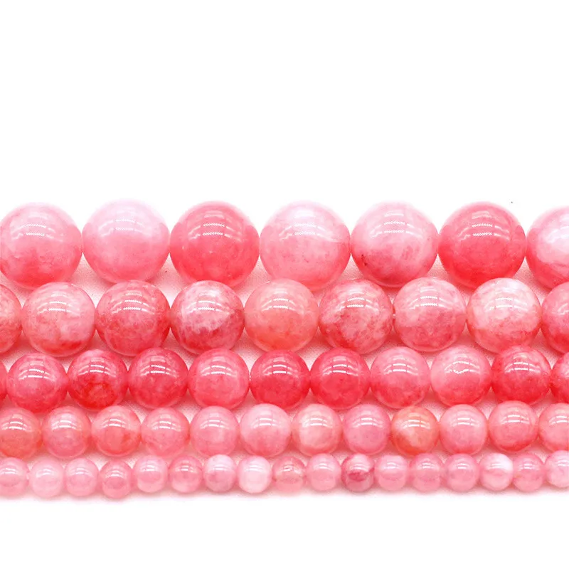 Pink Rose Malaysia Jad Natural Jewelry Stone Loose Beads 6/8/10/12mm DIY Woman Bracelet Necklace Ear Stud Accessories | Украшения и