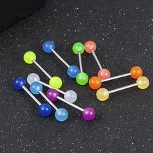 Nouveau bijoux de corps 10 pièces/ensemble acier chirurgical langue Stud Cartilage oreille os goujons lumineux acrylique boule mamelon lèvre sourcil Piercing(China)