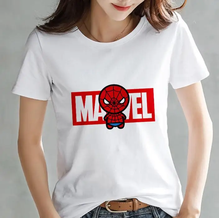 Модная футболка Marvel Мстители, женская футболка с принтом Harajuku, тонкая футболка с коротким рукавом