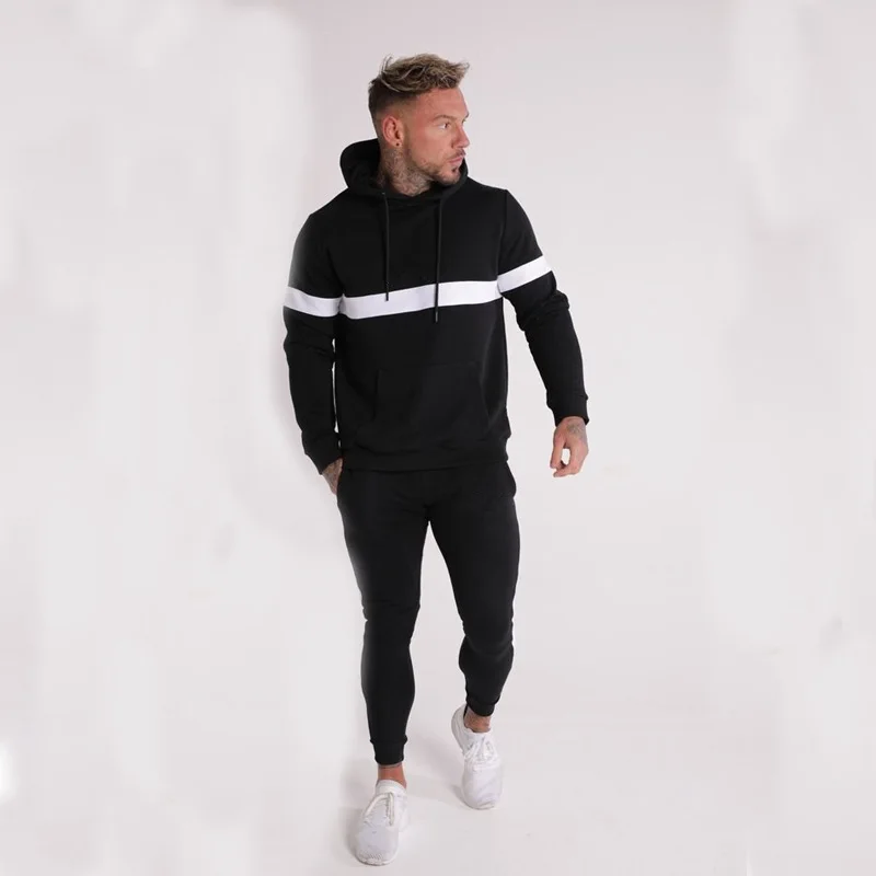 Black White Sport Suits Men Sportswear Quick Dry Running Sets GYM Clothes Men Sports Jogging Sets Fitness Training Suit Male