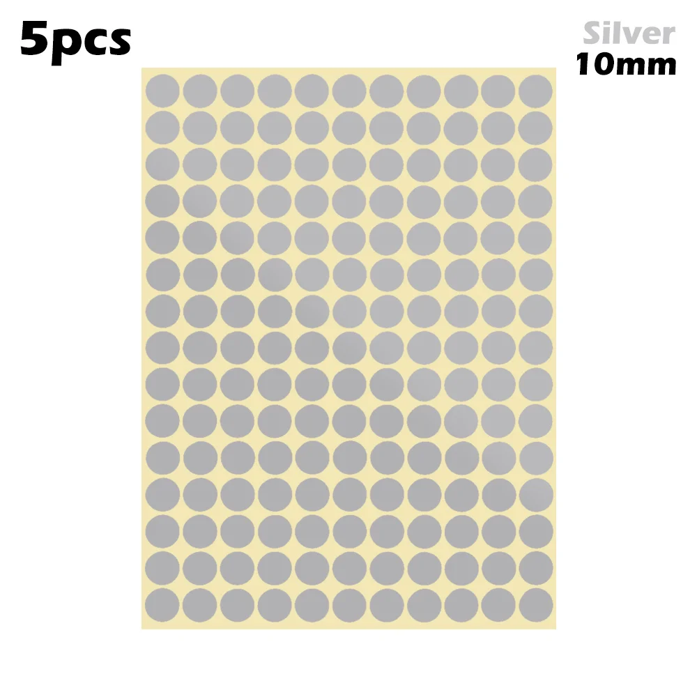 10mm-silver 5 листов 10 мм/19 мм Цветные точечные наклейки круглые точечные круги уплотнительная бумага клеящиеся этикетки Упаковка Этикетки вечерние украшения - Цвет: 10mm-silver