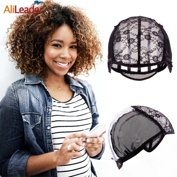 

Alileader Cheap And Popular Black Adjustable Straps Weaving Cap For Making Lace Wigs 3 Styles L/M/S Glueless Wig Hair Net 5PCS