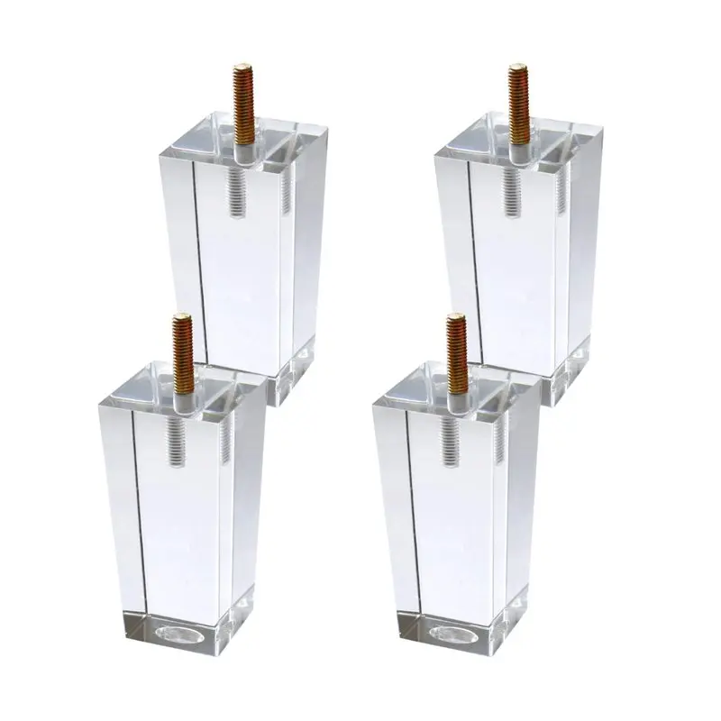 

4Pcs/Set Acrylic Furniture DIY Legs Clear Glass Bookcase Feet for Coffee Table End Tables Sideboard Buffets Footstool Cabinet Be