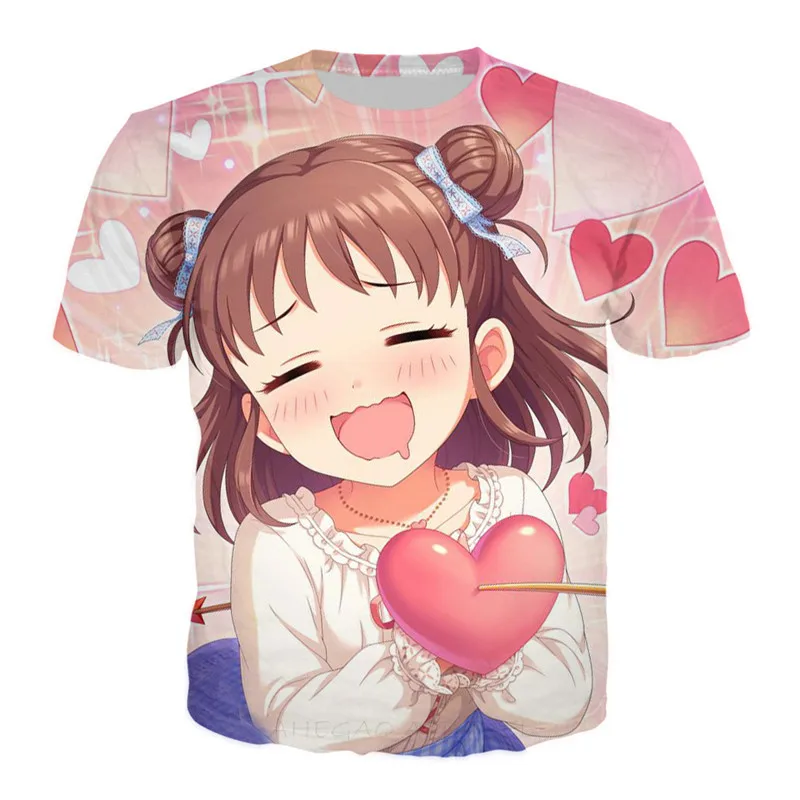 Kawaii/футболка с принтом для маленьких девочек Новая футболка персонажами аниме
