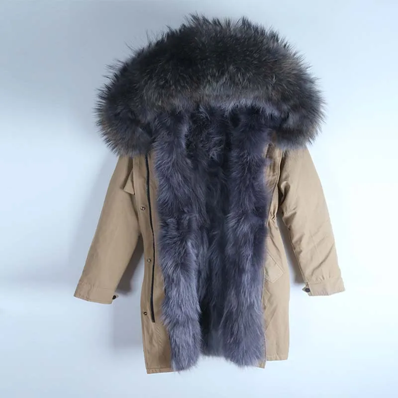 Модная Свободная куртка теплая уличная натуральный мех енота лайнер енот меховой капюшон, воротник пальто водонепроницаемая парка зимняя куртка