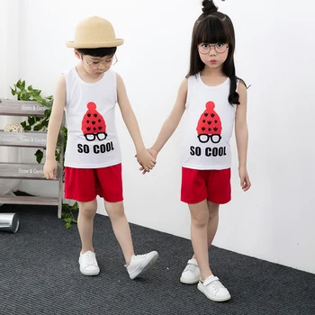 

Summer Children's Pajamas Sleeveless Pyjamas Kids T-shirt+Pants 2pcs Cartoon Pajamas For Girl Boys Baby Sleepwear Nightwear