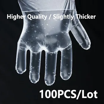 

100pcs/Lot Transparent Disposable Gloves One-off Plastic Gloves Restaurant BBQ Eco-friendly PE Gloves Kitchen Garden Food Gloves