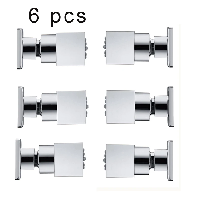 Настенный смеситель для душа, массажные струи 35*35 мм, латунный душ для тела, для дома, спа, квадратная ванная комната, Душ для душа, струйный хром - Цвет: 6 PCS