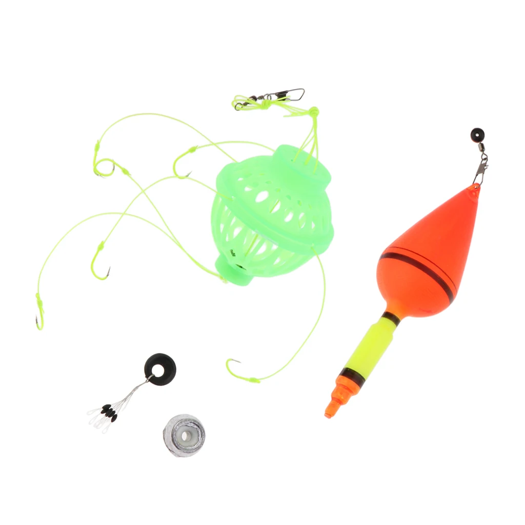 Fishing Bobbers Bulk Rubber Bobber Sea Monster with 6 Strong Hooks Beads Stopper Set Saltwater