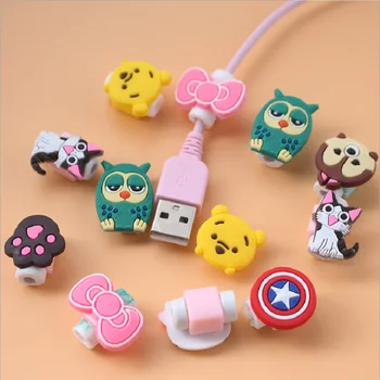 

100pcs/lot Cartoon cable protector for iphone cable Winder Cover Organizer Case For USB Charging