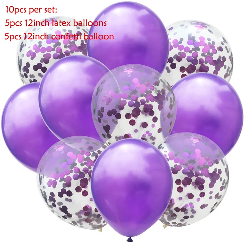 14 шт./лот, набор конфетти из смешанного розового золота с воздушным шаром на день рождения, воздушный шар на свадьбу, день рождения, декоративный шар, сделай сам - Цвет: 10pc(Pruple)