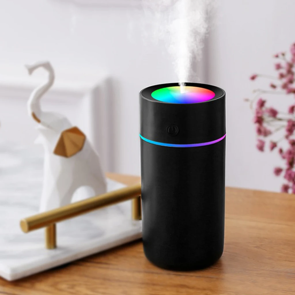 Portable 320ml Cylindrical Air Humidifier Mini USB Ultrasonic Home Car Nano Mist Maker Diffuser Air Purifier with Romantic Light