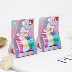 Bande Laser arc en ciel créative, 5 rouleaux/ensemble, ruban dégradé Laser, matériau, étanche, scintillant Laser, Taoe pour scrapbooking 