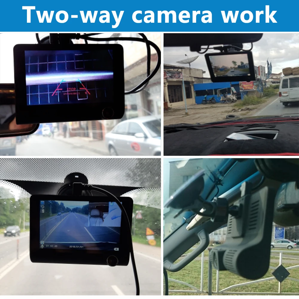  Podofo 4'' Three Lens Car DVR 3 Cameras Lens Dash Camera Dual Lens With Rearview Camera Video Recor