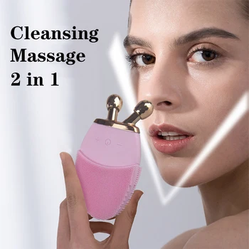

Silicone Face Cleansing Brush +Y Shape Face Massage Roller 2IN 1 Electric Facial Cleansing Skin Washing Facial skin care tools