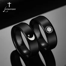 Couple Rings Wedding-Ring Stainless-Steel Valentine's-Day-Gifts Moon Sun Black Women