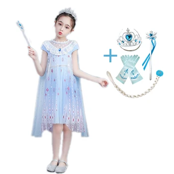 

Princess Elsa Dress Up 2020 Summer Dress Gauze Cloak Sweet Girl's Clothes Party Birthday Party Prom Costume