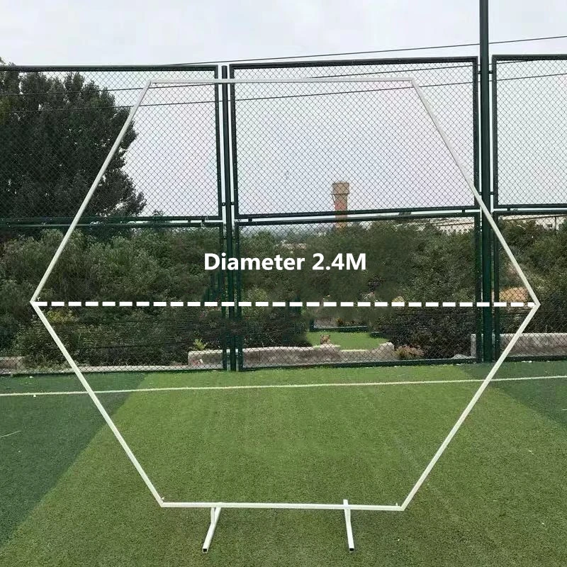 Diameter 2.4M Романтическая свадебная АРКА, железная шестиугольная круглая рамка, Геометрическая искусственная Цветочная стойка, креативное фоновое украшение для вечеринки - Цвет: Diameter 2.4M