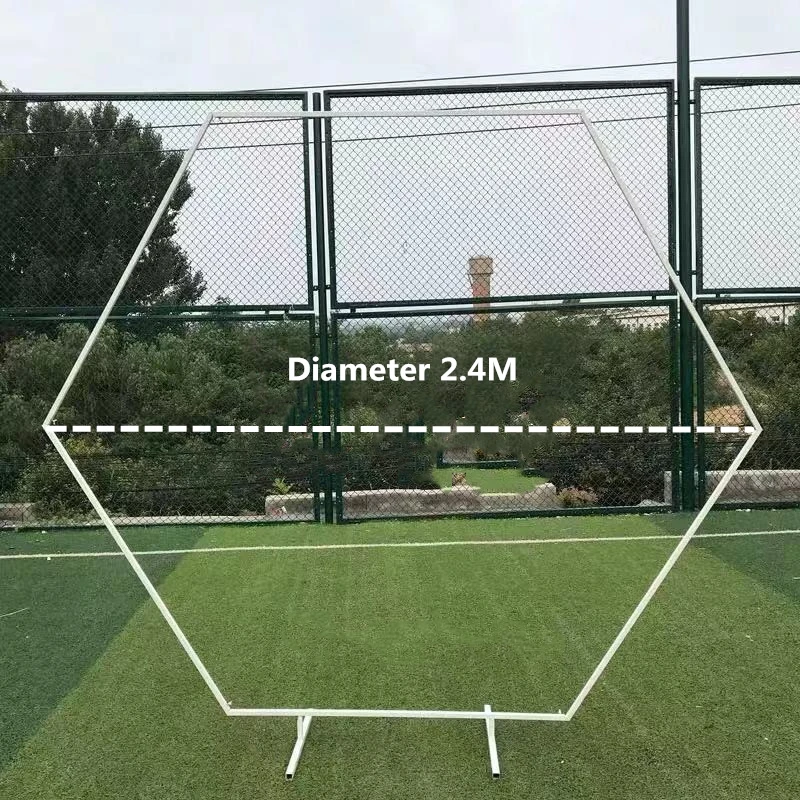 Романтическая свадебная АРКА, железная шестиугольная круглая рамка, Геометрическая искусственная Цветочная стойка, креативное фоновое украшение для вечеринки - Цвет: Diameter 2.4M