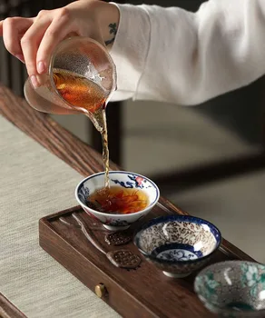 

5 pcs/lot Qinghua Porcelain Tea Cup ChaZhan Anti Scaling Retro Kung fu Teacup Ceramic Multicolor Master Cup Personal Single Cup