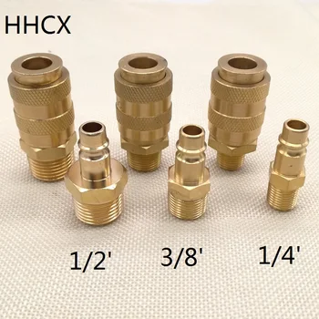 

1Set/LOT Pure copper European type external thread pneumatic joint pneumatic connector 1/2' 3/8' 1/4' Quick connector