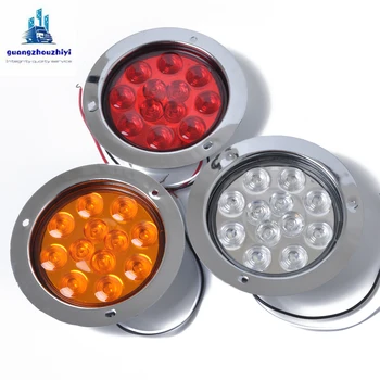 

12 LED Red+Amber+White Round Reverse Brake Turn Signal Rear Tail Light Trailer RV for Truck