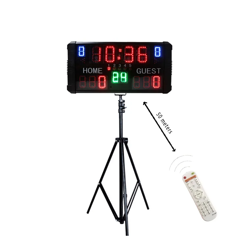 Высокая яркость баскетбольные счеты настольные часы prrtable цифровые светодиодные электронные табло с часами