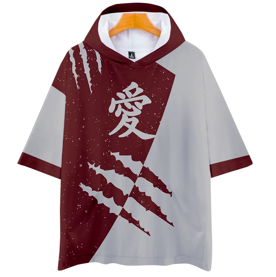 Толстовка с капюшоном Наруто толстовки Kakashi Sasuke Akatsuki Gaara 3D коротким рукавом
