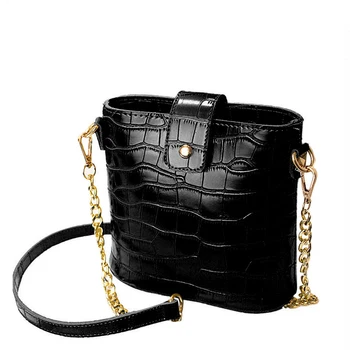 

Retro Crocodile Pattern Bucket Bags Women Chain Hand Bags Casual Shoulder Messenger Bags Ladies PU Leather Crossbody Tote Purse