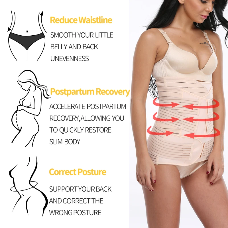 Maternity Shapewear Postpartum Support Recovery Body Shaper Waist Trainer Slimming Sheath Modeling Belt 3 in 1 Postnatal Shapers