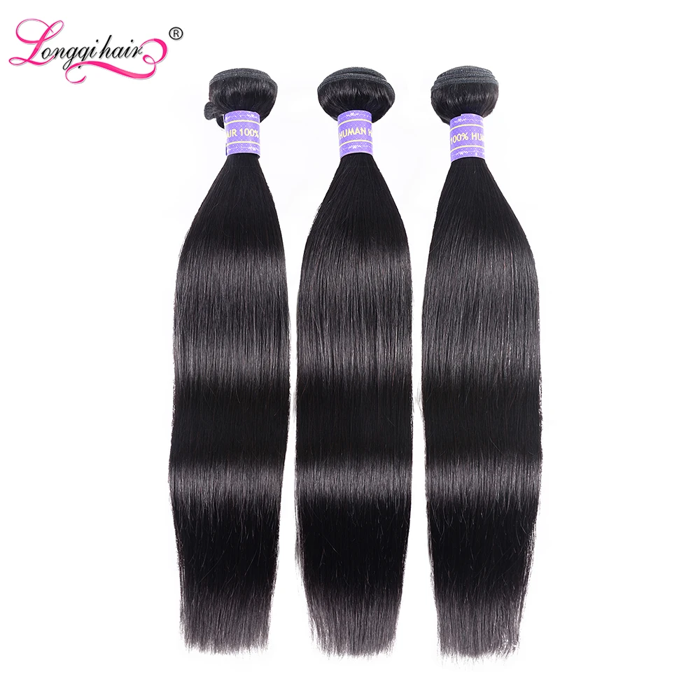Longqi перуанские волосы прямые пучки натуральные черные кудрявые волос Remy для
