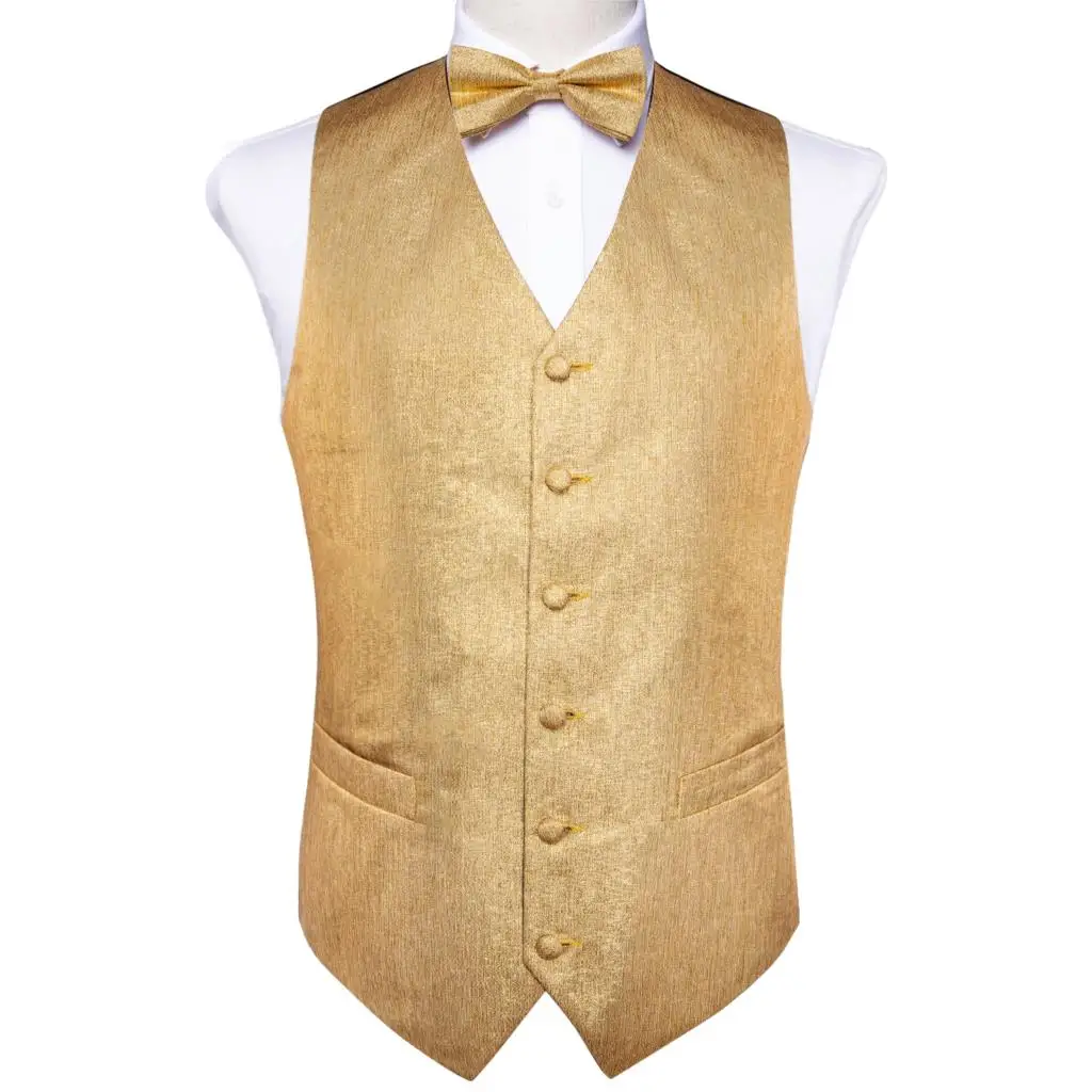 Men's Gold Solid Silk Fashion Wedding Waistcoat Vest For Men Bowtie Hanky Cufflinks Cravat Set for Suit Tuxedo DiBanGu MJ-122 Men's Gold Solid Silk Fashion Wedding Waistcoat Vest For Men Bowtie Hanky Cufflinks Cravat Set for Suit Tuxedo DiBanGu MJ-122