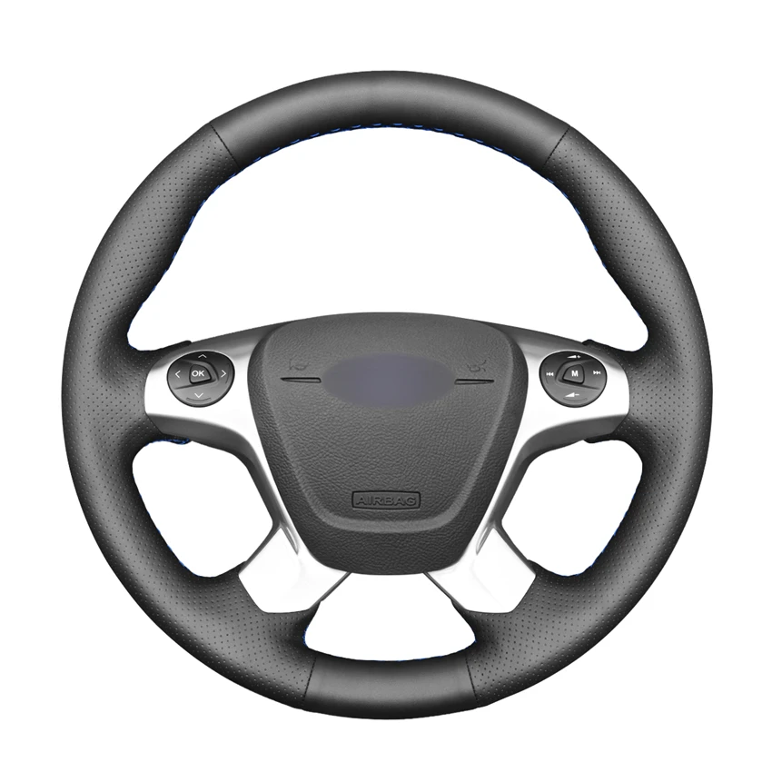 Treccia Di Copertura Del Volante Dell'Automobile In Pelle Artificiale Nera Dell'Unità Di Elaborazione Per Ford Transit Connect Grand Tourneo Custom 20
