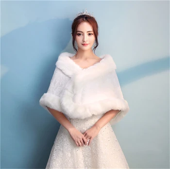 

Wedding Accessories Cheap White/Red Faux Fur Bridal Capes With Short Sleeves Wedding Bolero / Wraps / Shawls
