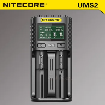 

NITECORE UMS2 Automatic Universal 3A Quick Charger Intelligent USB Dual-Slot Charger LCD Display Li-ion IMR Battery 18650 21700