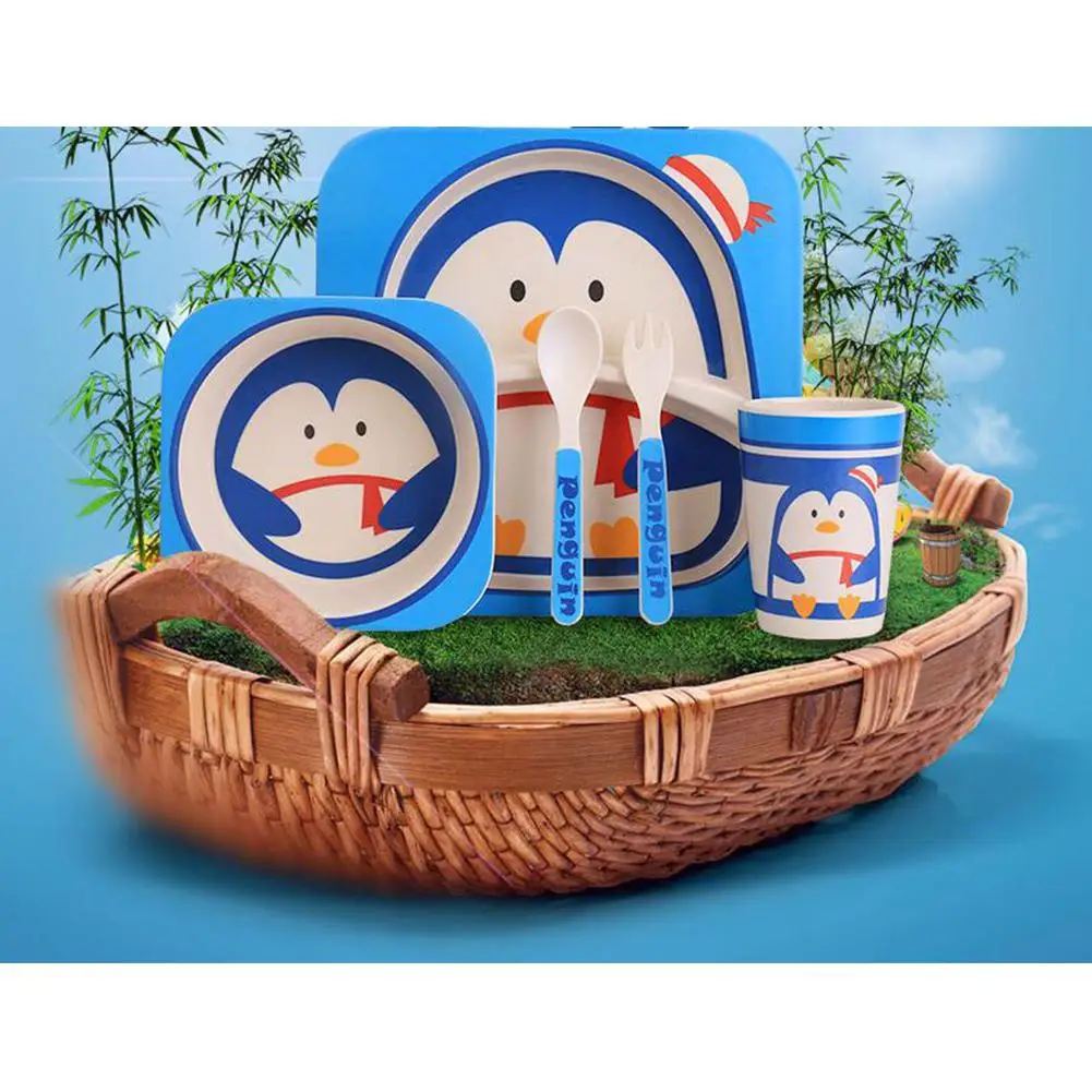 HobbyLane 5 шт./компл. эко посуда из бамбукового волокна комплект разделительная пластина дополнительных Еда чаша для малышей и детей постарше