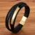 Multi-layer Hand-woven Gold Steel Black Men's Leather Stainless Steel Bracelet DIY Size Carved Logo For Surprise Birthday Gift 7