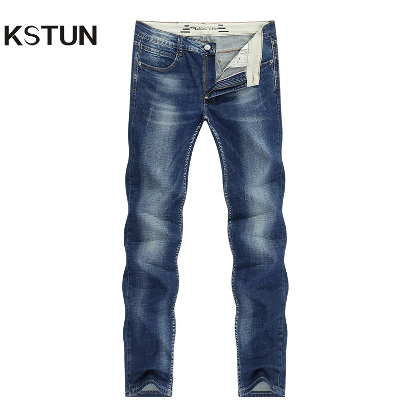 KSTUN Men's Jeans Classic Direct Stretch Dark Blue Business Casual Denim Pants Slim Straight Long Trousers Gentleman Cowboys 38 KSTUN Men's Jeans Classic Direct Stretch Dark Blue Business Casual Denim Pants Slim Straight Long Trousers Gentleman Cowboys 38