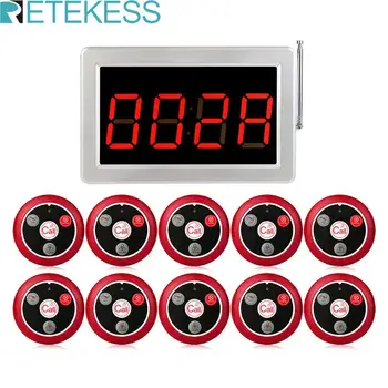 Retekess Wireless Waiter System Restaurant Pager Voice Broadcast Host 10 T117 Call Buttons For Bar Office Cafe Customer Service