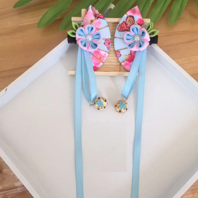 Maru-tsuami Kanzashi Flower Zaiku Fan Sakura Hairclip традиционный японский стиль ленты кимоно аксессуар Гейша ручной работы HW042
