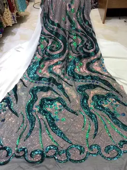 

High Quality African Lace Fabric Net 2020 French Lace Fabric Tulle With Sequins Nigerian Lace Fabric For Wedding Dress