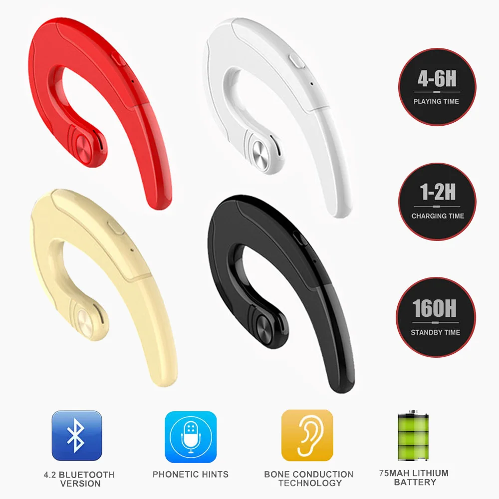 HBQ Bluetooth наушники Изысканные Беспроводные с крючком Гарнитура Handsfree Наушники костной проводимостью