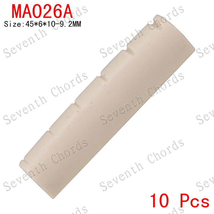 

10 Pcs Lvory-White Plastic Acoustic Guitar.6 String Slotted Nuts - 45*6*10-9.2MM