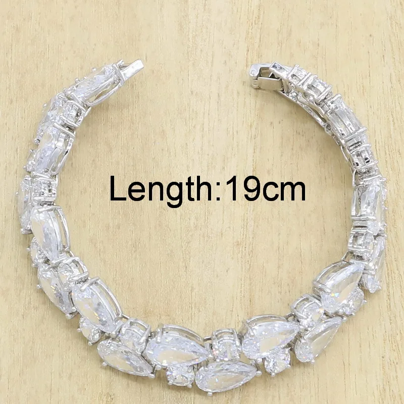 Серебряный Цвет со шпильками с белым кубическим цирконием Ювелирные наборы для