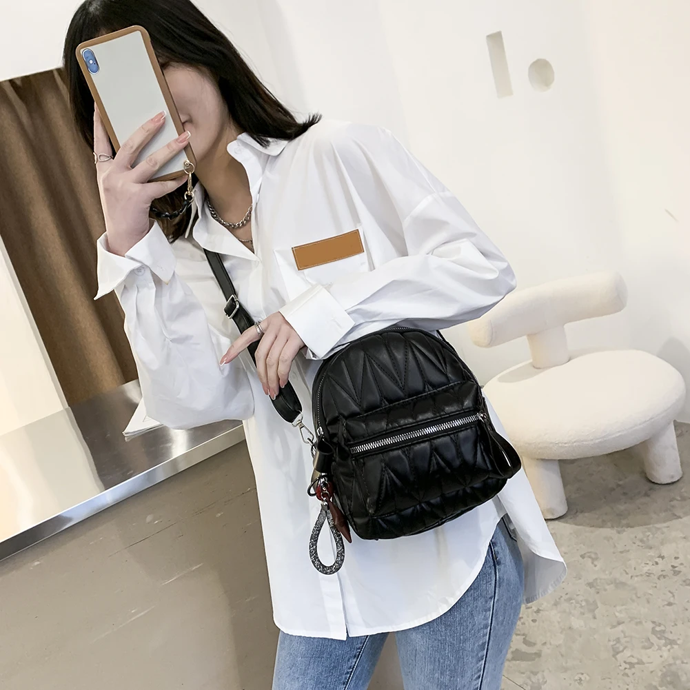 Multifunctional Korean Style Small Leather Backpack New Fashion School Bag  Men's Trend Casual Simple One Shoulder Chest Bag - AliExpress