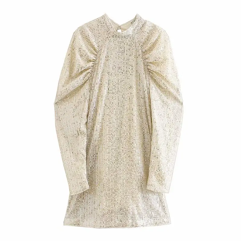 

Europe And America WOMEN'S Dress 2020 Spring New Style Long Sleeve Fashion Elegant Sequins Dress A8fs9363